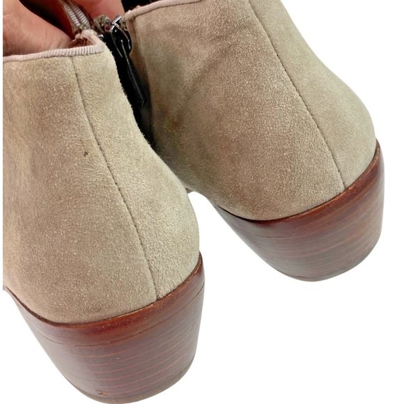 *Sam Edelman Petty Ankle Booties Womens Size 7.5 Taupe Suede Leather Zip Boots - Picture 6 of 13